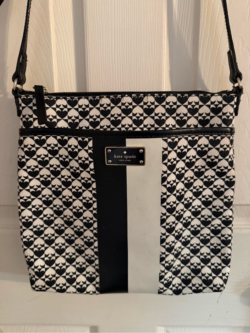 kate spade Black and White Geometric Stripe Crossbody Bag & matching wallet